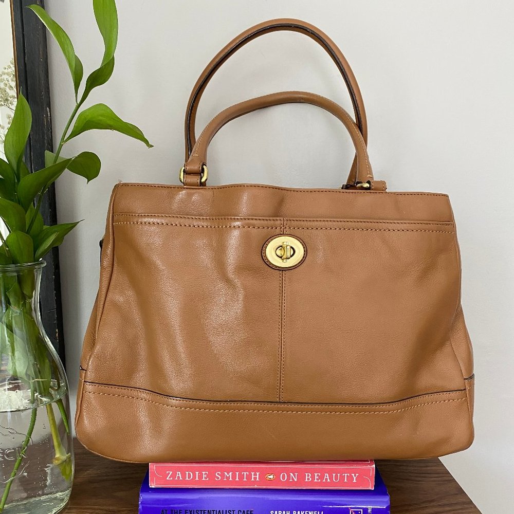 Coach Brown Leather Bag with Laptop Sleeve - Picture 1 of 7